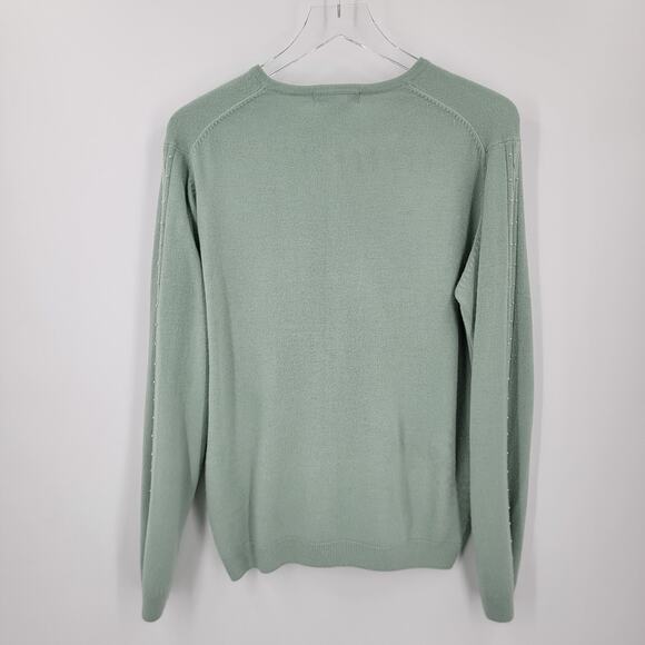 Alain Jerard Cardigan Womens Large Green Pearl Button Up Beaded Vintage - Picture 8 of 14